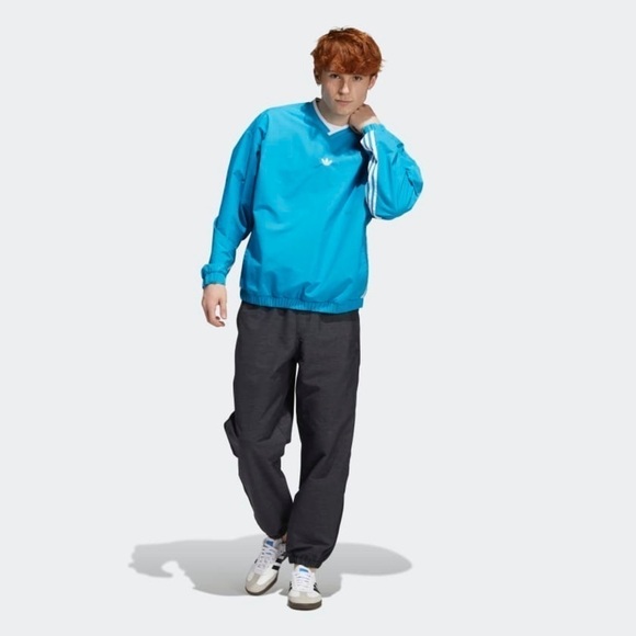 Adidas Wind Pullover Jacket Gender Neutral Teal Blue V Neck EUC - Picture 2 of 14